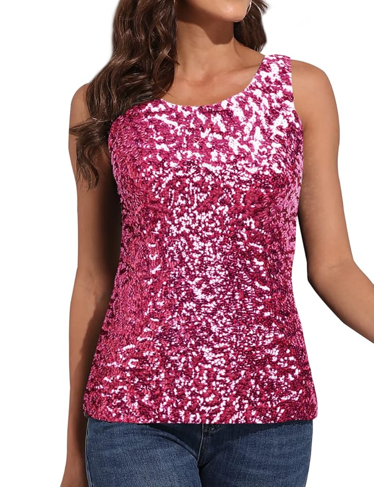 kayamiya Women's 1920S Style Glitter Sequined Vest Tank Tops